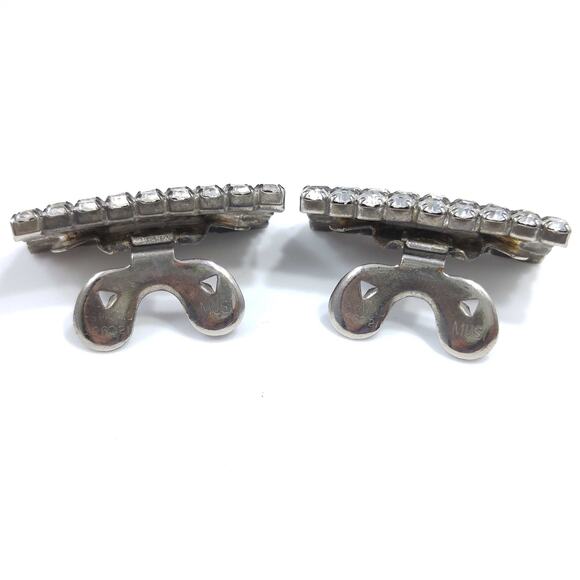 Vintage 1960s MUSI Shoe Clips Clear Rhinestone Austrian Crystal Wedding Bridal - Picture 4 of 10